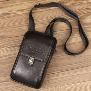 Men Messeger Bag Leather Flap Solid Multifunction Crossbody Phone Pouch Mobile Phone Credit Card Storage Bags
