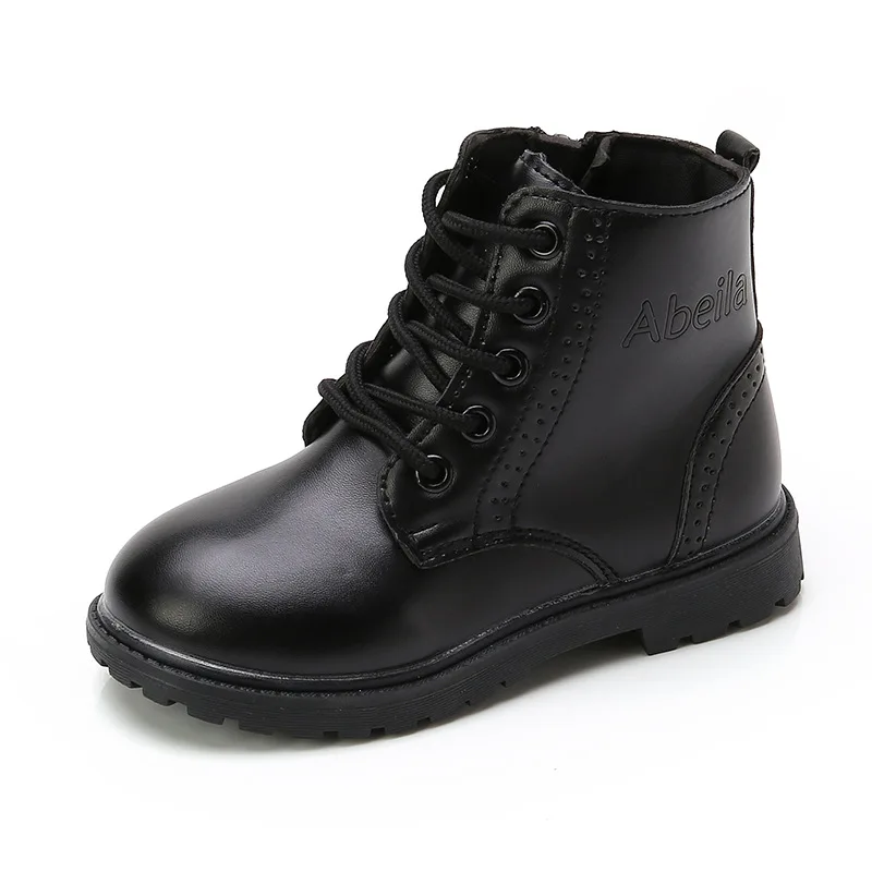 Boys Boots Girls Tide Boots Black Leather Classic Kids Ankle Boots Size 21-37 Cross-tied Zip Children's Tide Boots Soft Autumn 21 Boys Boots Girls Tide Boots Black Leather Classic Kids Ankle Boots Size 21-37 Cross-tied Zip Children's Tide Boots Soft Autumn