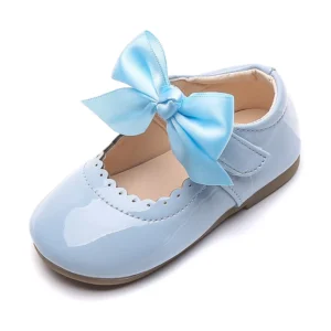 Baby Girls Shoes Cute Bow Patent Leather Princess Shoes Solid Color Kids Gilrs Dancing Shoes First Walkers