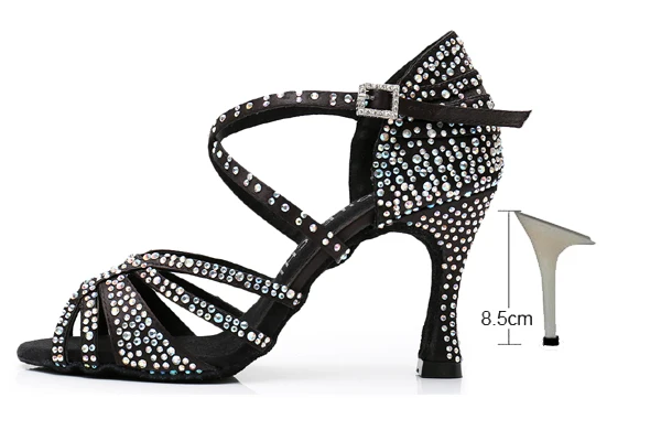 DILEECHI Latin Dance Shoes Women Big Small Rhinestone Salsa Party Wedding Ballroom Dancing Shoes Bronze Black Cuba high heel 9cm 24 DILEECHI Latin Dance Shoes Women Big Small Rhinestone Salsa Party Wedding Ballroom Dancing Shoes Bronze Black Cuba high heel 9cm - Image 14