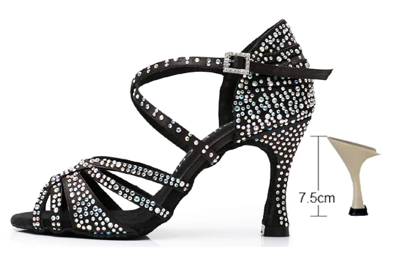 DILEECHI Latin Dance Shoes Women Big Small Rhinestone Salsa Party Wedding Ballroom Dancing Shoes Bronze Black Cuba high heel 9cm 23 DILEECHI Latin Dance Shoes Women Big Small Rhinestone Salsa Party Wedding Ballroom Dancing Shoes Bronze Black Cuba high heel 9cm - Image 13