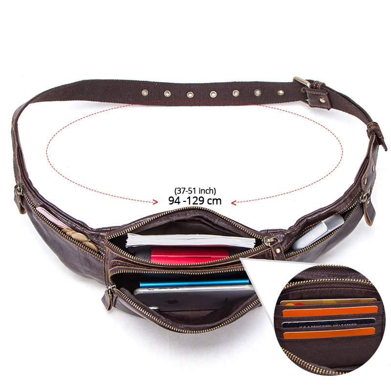 Cow Leather Men Waist Bag Casual Small Fanny Pack Male Waist Pack For Cell Phone And Credit Cards Travel Chest Bag 29 Cow Leather Men Waist Bag Casual Small Fanny Pack Male Waist Pack For Cell Phone And Credit Cards Travel Chest Bag - Image 4