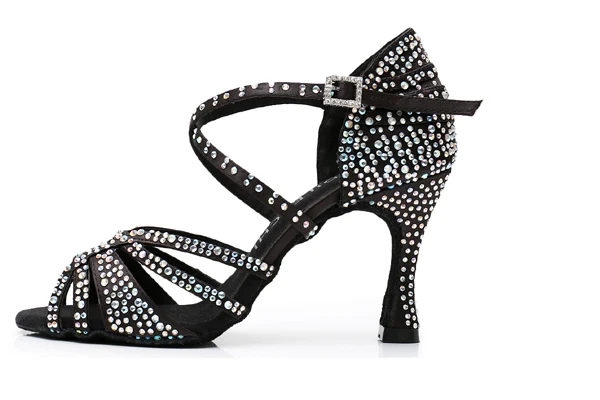 DILEECHI Latin Dance Shoes Women Big Small Rhinestone Salsa Party Wedding Ballroom Dancing Shoes Bronze Black Cuba high heel 9cm 17 DILEECHI Latin Dance Shoes Women Big Small Rhinestone Salsa Party Wedding Ballroom Dancing Shoes Bronze Black Cuba high heel 9cm - Image 7