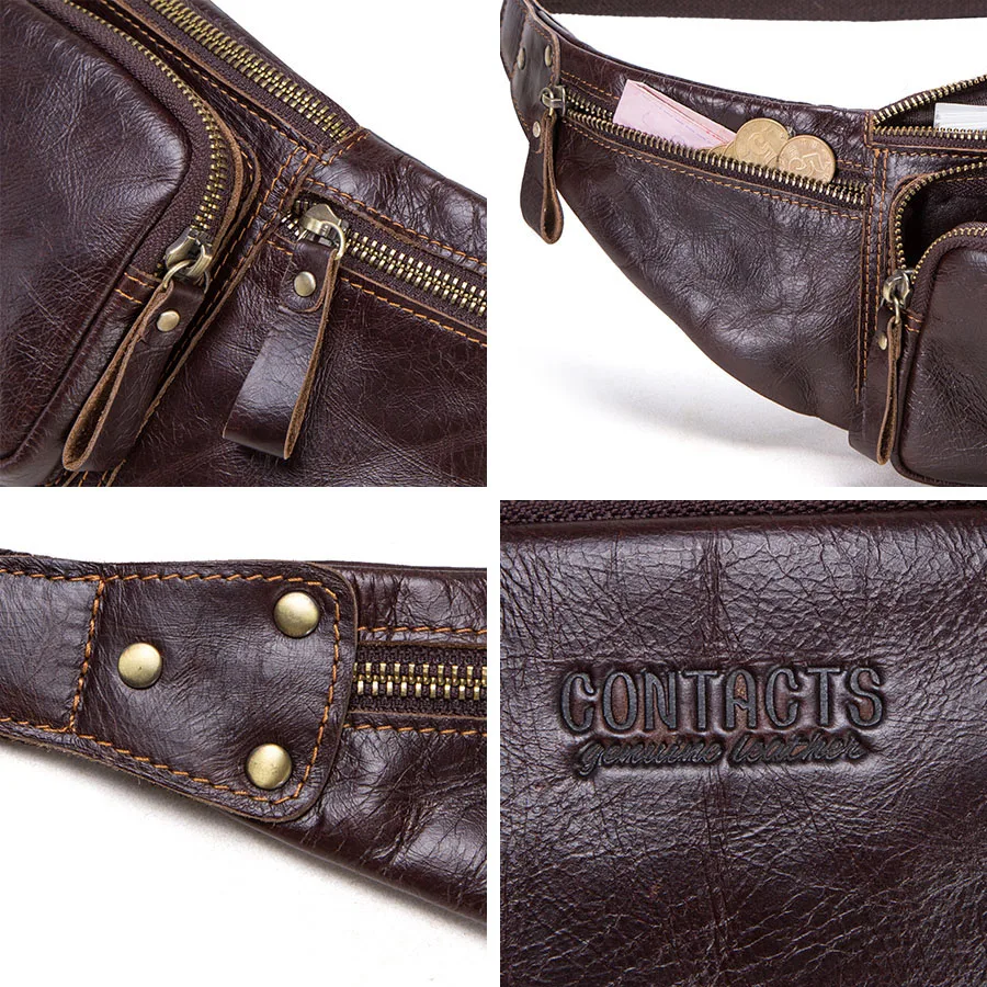 Cow Leather Men Waist Bag Casual Small Fanny Pack Male Waist Pack For Cell Phone And Credit Cards Travel Chest Bag 31 Cow Leather Men Waist Bag Casual Small Fanny Pack Male Waist Pack For Cell Phone And Credit Cards Travel Chest Bag - Image 6