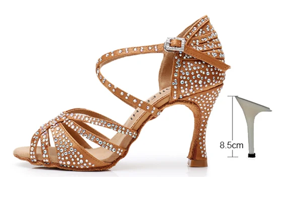 DILEECHI Latin Dance Shoes Women Big Small Rhinestone Salsa Party Wedding Ballroom Dancing Shoes Bronze Black Cuba high heel 9cm 20 DILEECHI Latin Dance Shoes Women Big Small Rhinestone Salsa Party Wedding Ballroom Dancing Shoes Bronze Black Cuba high heel 9cm - Image 10