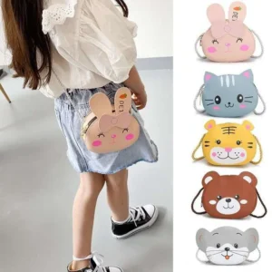 Kids PU Messenger Bag Cartoon Animal Bag Cute Rabbit Snap Shoulder Bag Children's Coin Purse