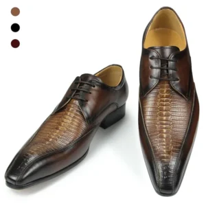 Derby Leather Wedding Shoes Formal Men's Custom Leather Breathable & Comfortable Shoes