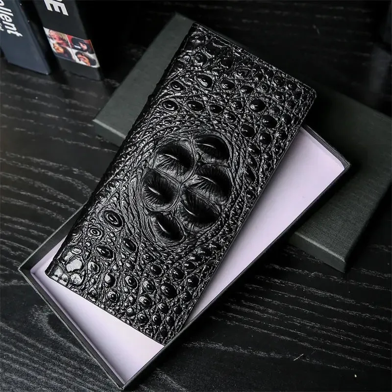 Men's Crocodile-Embossed Slim Business Bifold Wallet 11 Men's Crocodile-Embossed Slim Business Bifold Wallet - Image 5