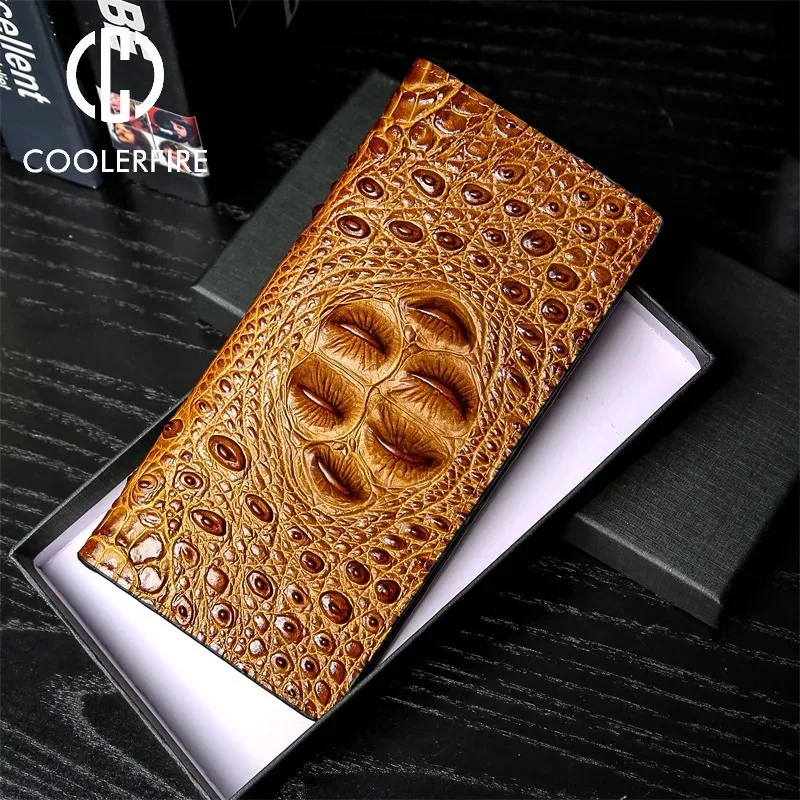 Men's Crocodile-Embossed Slim Business Bifold Wallet 8 Men's Crocodile-Embossed Slim Business Bifold Wallet - Image 2