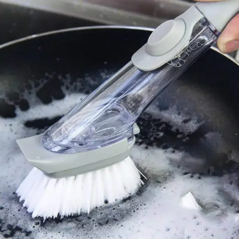 2-in-1 Soap Dispensing Dish Brush with Long Handle and Interchangeable Sponge 12 2-in-1 Soap Dispensing Dish Brush with Long Handle and Interchangeable Sponge - Image 2