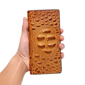 Men's Crocodile-Embossed Slim Business Bifold Wallet