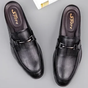 Genuine Leather Mules For Men Half Shoes Man Luxury Brand Designer Men's Luxury Casual Shoes Slip On Footwear Slippers Male
