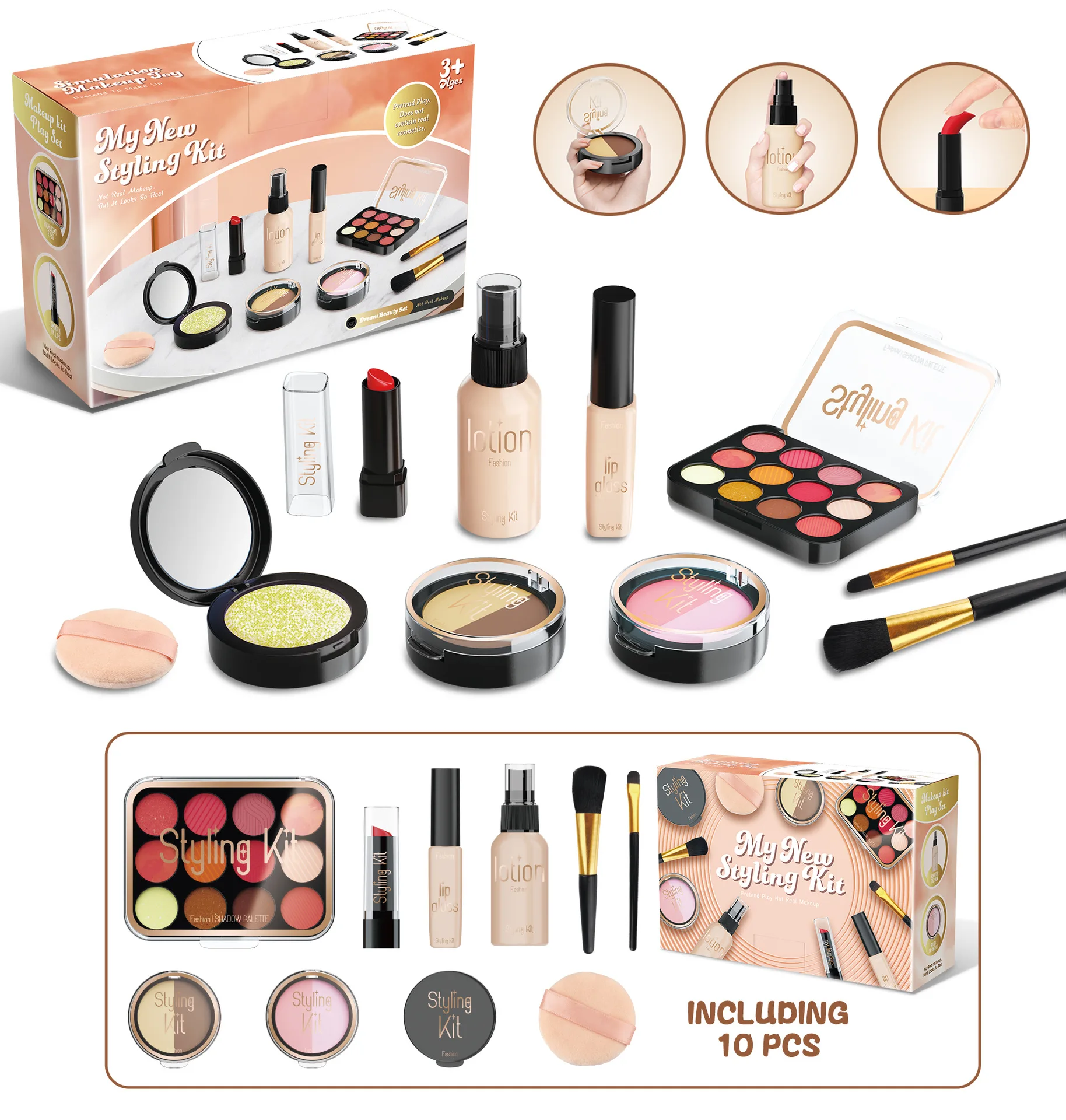 Pretend Fake Makeup Set for Toddler Girl Beauty Toy Simulation Not Real Cosmetics Eye Shadow Palette Lipstick Applicator Kid Toy 10 Pretend Fake Makeup Set for Toddler Girl Beauty Toy Simulation Not Real Cosmetics Eye Shadow Palette Lipstick Applicator Kid Toy - Image 7