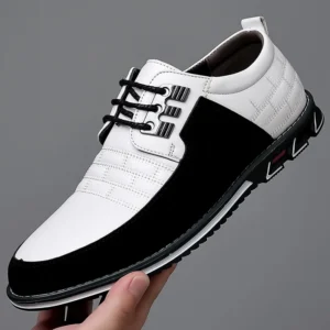 Men Sneakers Shoes Classic Lace-Up Casual Loafers Pu Leather Shoes Black Breathable Business Men Shoes