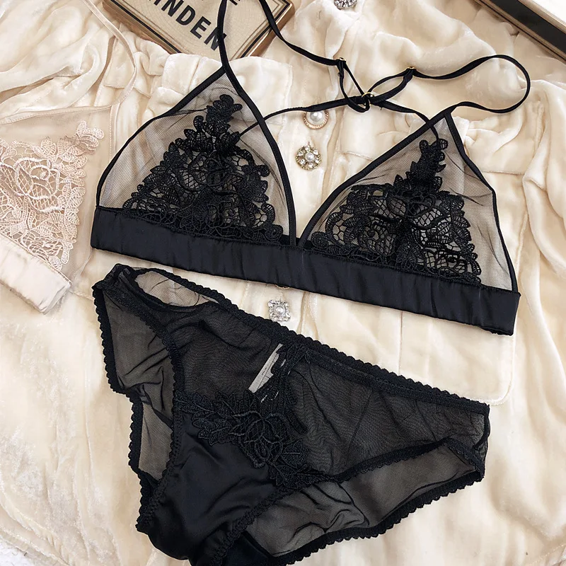 Women's Seamless Embroidered Lace Triangle Cup Bra and Brief Set 23 Women's Seamless Embroidered Lace Triangle Cup Bra and Brief Set - Image 9