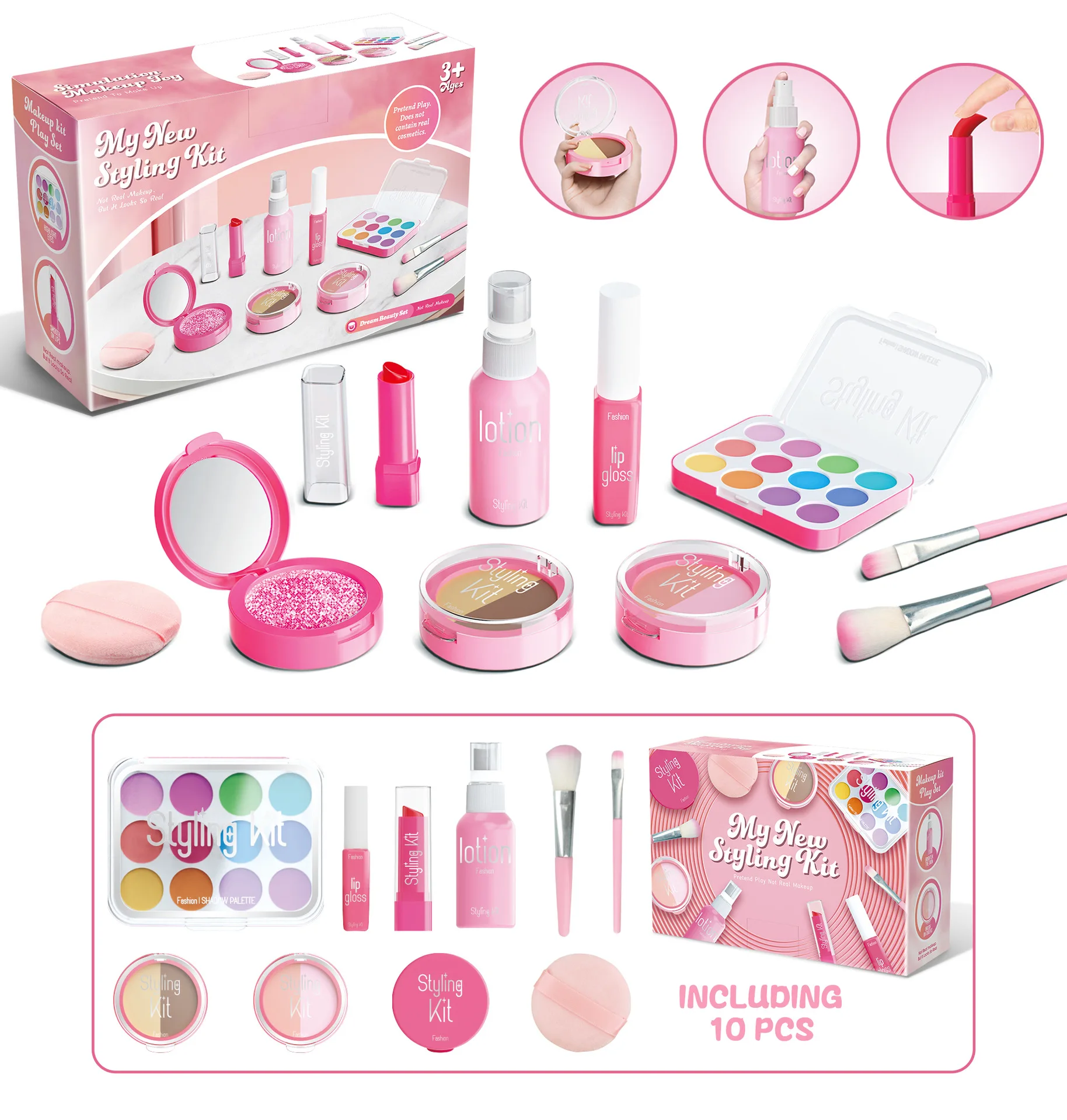 Pretend Fake Makeup Set for Toddler Girl Beauty Toy Simulation Not Real Cosmetics Eye Shadow Palette Lipstick Applicator Kid Toy 11 Pretend Fake Makeup Set for Toddler Girl Beauty Toy Simulation Not Real Cosmetics Eye Shadow Palette Lipstick Applicator Kid Toy - Image 8