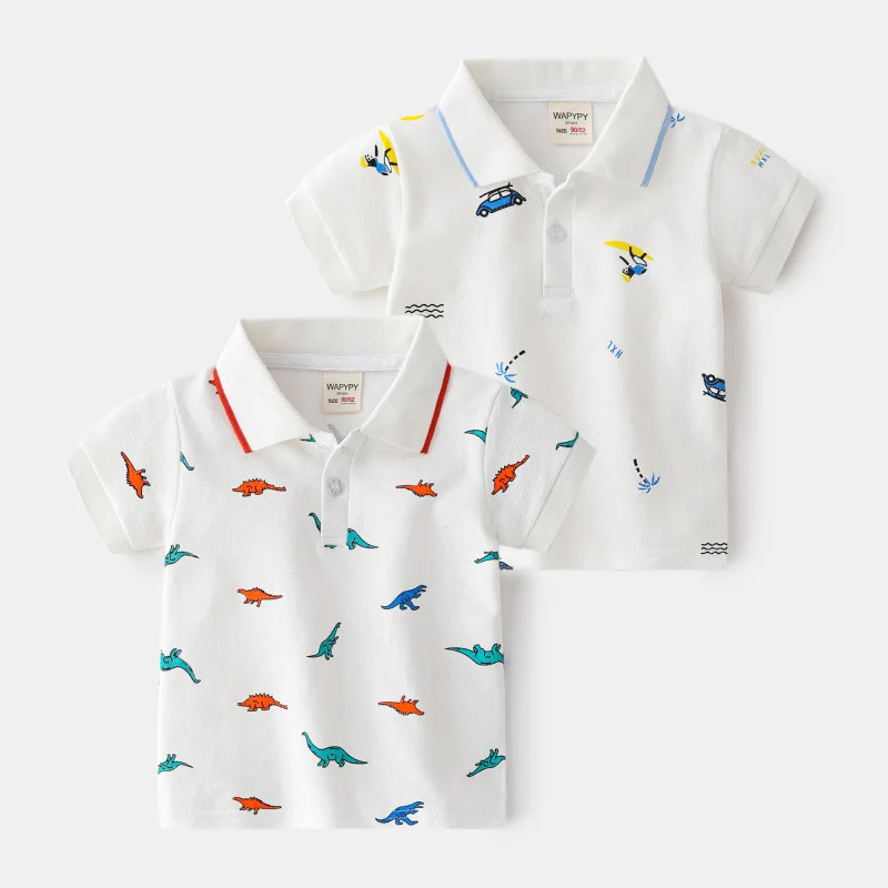 Formal Polo Shirts for Kids Polos Boy Toddler Clothes Party White Dinosaur Gentleman Shirt Summer Tops 2/4/6/7 Years 3 Formal Polo Shirts for Kids Polos Boy Toddler Clothes Party White Dinosaur Gentleman Shirt Summer Tops 2/4/6/7 Years