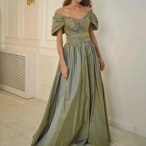 CustomizedSimple Pleat Sequined A-line Off-the-shoulder Long Dresses Homecoming Dresses Chinese Style Exquisite Classic High Qua