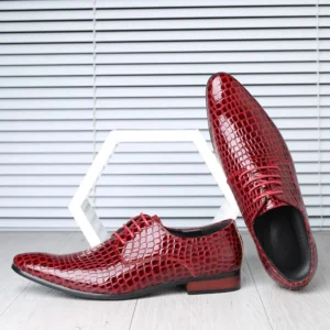 Men's Crocodile-Embossed Classic Derby Dress Shoes