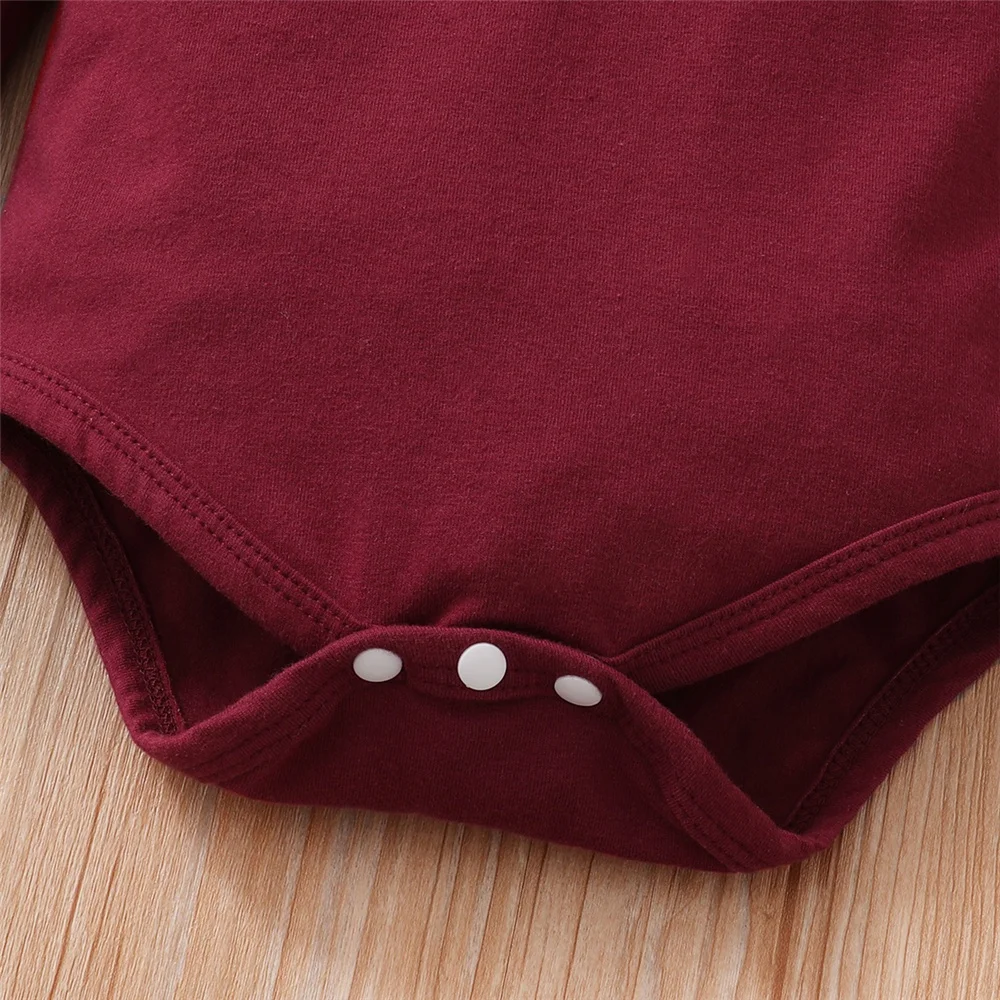 0-18Months Baby Girl Clothes Set Red Color Long Sleevs Bodysuit + Flower Strap Pants 2PCS Infant Girl Clothing Suit 4 0-18Months Baby Girl Clothes Set Red Color Long Sleevs Bodysuit + Flower Strap Pants 2PCS Infant Girl Clothing Suit - Image 4