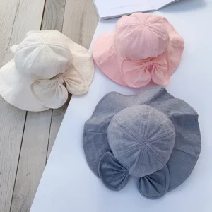 Baby Girls' Wide-Brim Summer Bucket Sun Hat with Large Bow