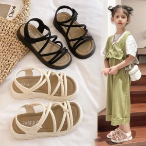 Girls Sandals Kids Sandals for Girls Summer Children Beach Shoes Princess Sweet Gladiator Sandals Open Toes Anti-skid