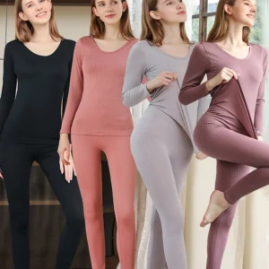 Women's 2-Piece Seamless Thermal Underwear Set (Long-Sleeve Base Layer)