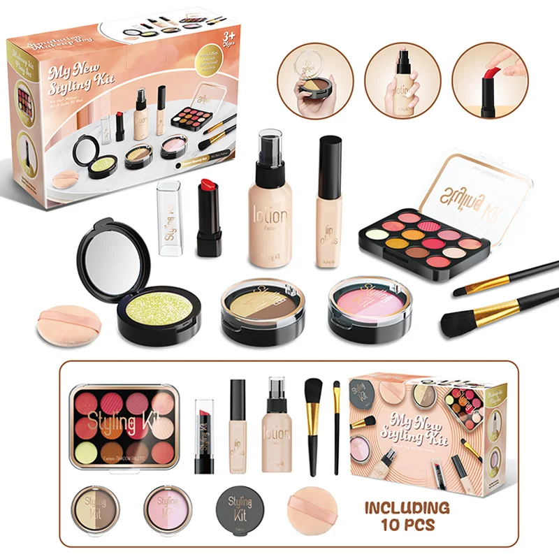 Pretend Fake Makeup Set for Toddler Girl Beauty Toy Simulation Not Real Cosmetics Eye Shadow Palette Lipstick Applicator Kid Toy 4 Pretend Fake Makeup Set for Toddler Girl Beauty Toy Simulation Not Real Cosmetics Eye Shadow Palette Lipstick Applicator Kid Toy