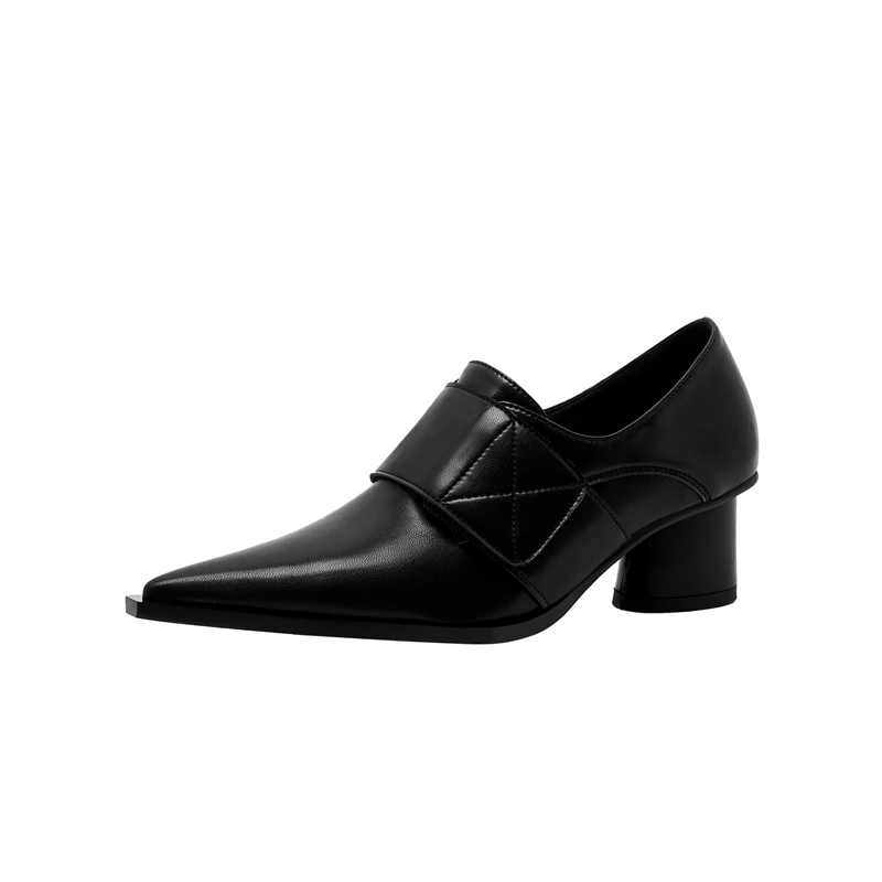 Pointed thick high heeled sheepskin insole, large size women's shoes, fashion shoes, single shoes 27 Pointed thick high heeled sheepskin insole, large size women's shoes, fashion shoes, single shoes - Image 7
