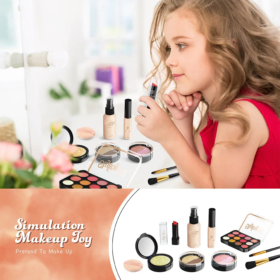 Pretend Fake Makeup Set for Toddler Girl Beauty Toy Simulation Not Real Cosmetics Eye Shadow Palette Lipstick Applicator Kid Toy 5 Pretend Fake Makeup Set for Toddler Girl Beauty Toy Simulation Not Real Cosmetics Eye Shadow Palette Lipstick Applicator Kid Toy - Image 2