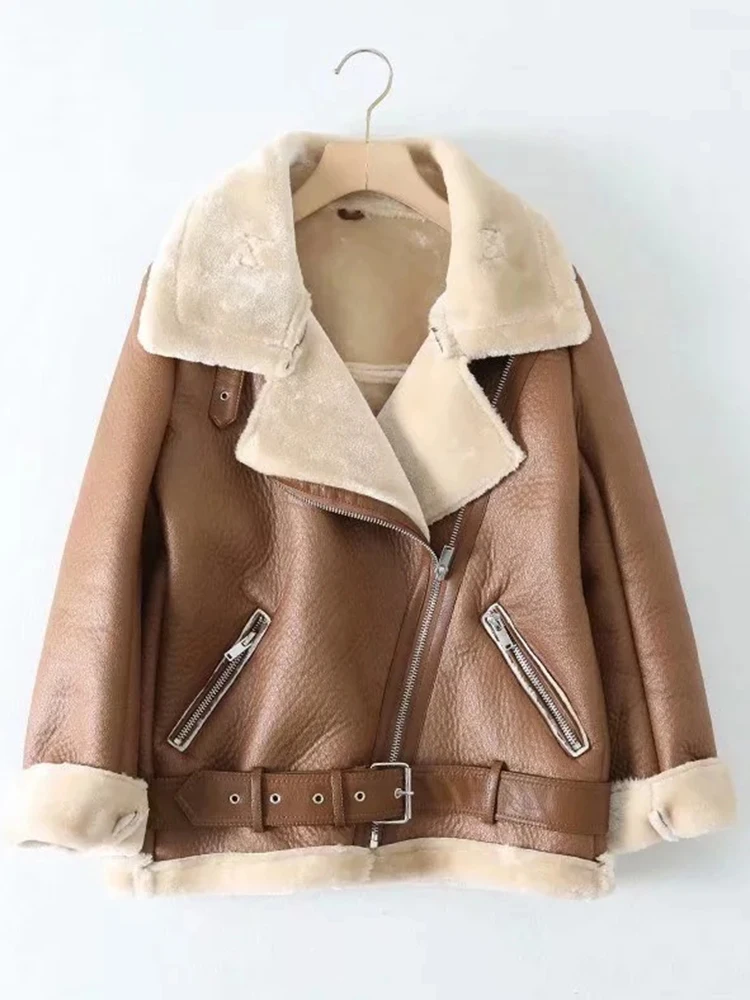 Winter Coats Women Thickness Faux Leather Fur Sheepskin Female Fur Leather Jacket 24 Winter Coats Women Thickness Faux Leather Fur Sheepskin Female Fur Leather Jacket - Image 10