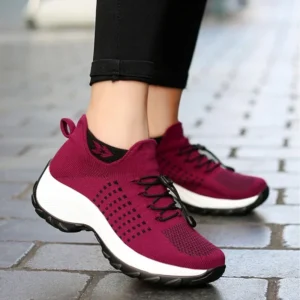 Women Sneakers Casual Shoes Women Platform Walking Flat Slip on Platform Sock Sneakers Shoes Plus Size 35-45