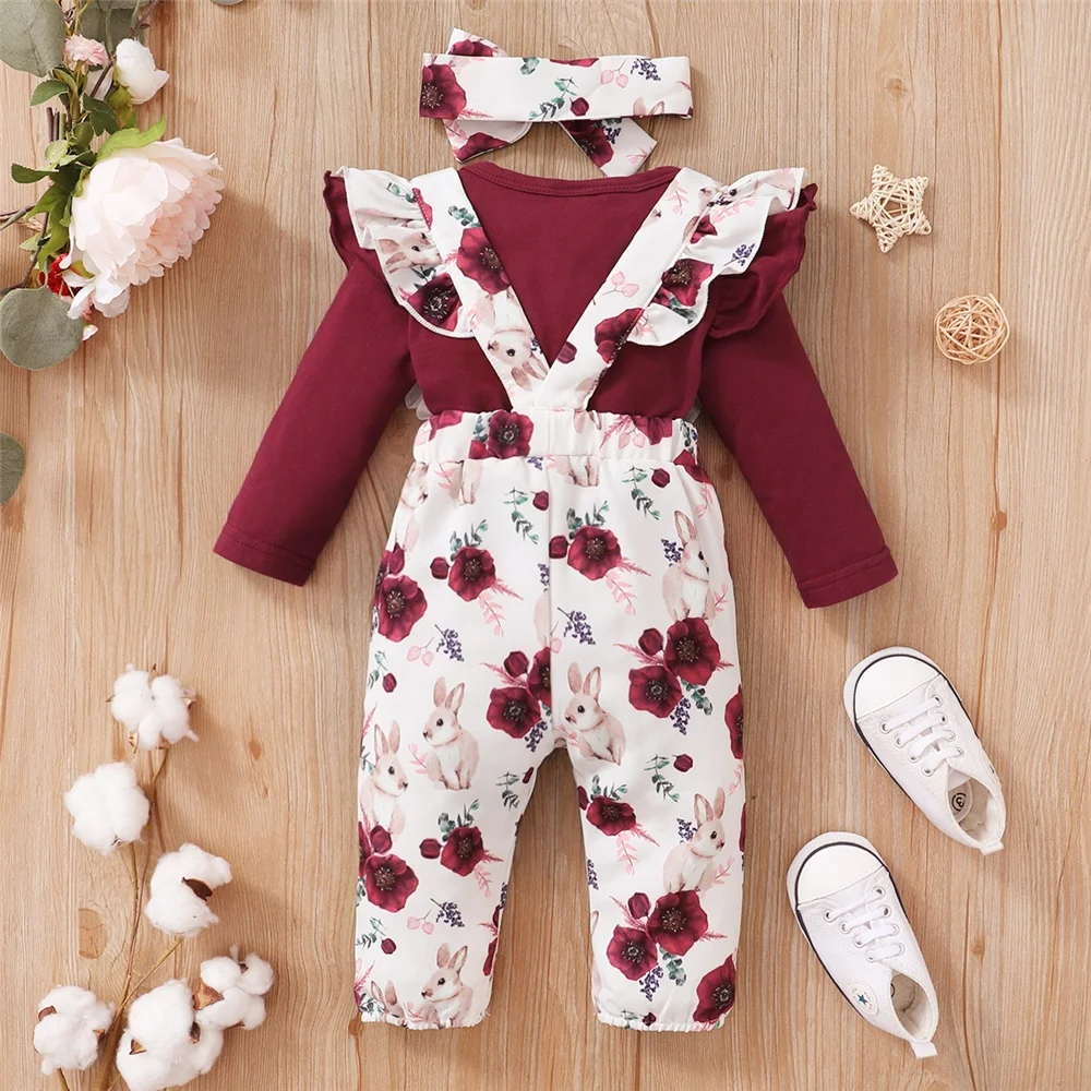 0-18Months Baby Girl Clothes Set Red Color Long Sleevs Bodysuit + Flower Strap Pants 2PCS Infant Girl Clothing Suit 6 0-18Months Baby Girl Clothes Set Red Color Long Sleevs Bodysuit + Flower Strap Pants 2PCS Infant Girl Clothing Suit - Image 6
