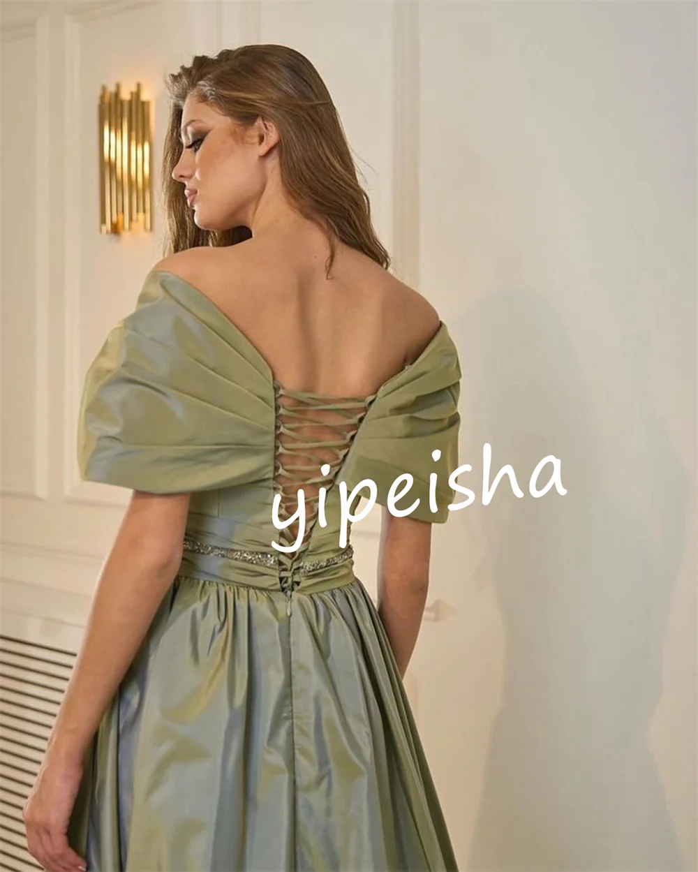 CustomizedSimple Pleat Sequined A-line Off-the-shoulder Long Dresses Homecoming Dresses Chinese Style Exquisite Classic High Qua 11 CustomizedSimple Pleat Sequined A-line Off-the-shoulder Long Dresses Homecoming Dresses Chinese Style Exquisite Classic High Qua - Image 3