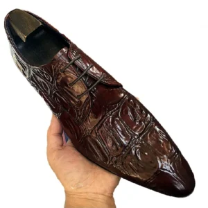 Men's Crocodile-Embossed Genuine Cowhide Derby Dress Shoes