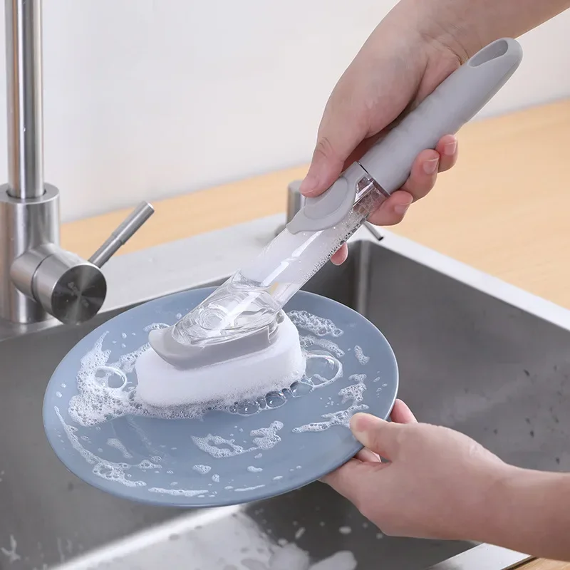 2-in-1 Soap Dispensing Dish Brush with Long Handle and Interchangeable Sponge 15 2-in-1 Soap Dispensing Dish Brush with Long Handle and Interchangeable Sponge - Image 5