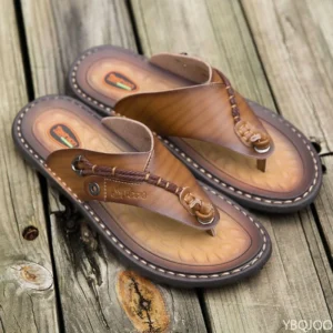 Handmade Leather Slippers Men's Flip-flops Outdoor Breathable Comfortable Sandals