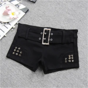 Black Slim Pants for Summer Youth Solid Color High Street Zipper Minishorts Fashion Casual Women Clothing