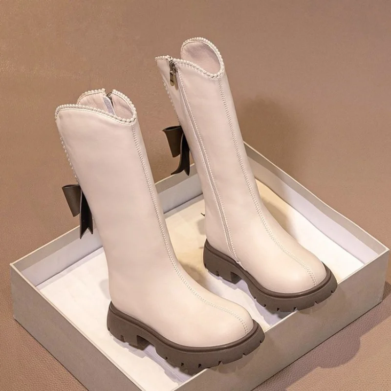 Long Boots for Girls and Children Winter Long Leather Boots Princess Foreign Girls Plus Cashmere Shoes 22 Long Boots for Girls and Children Winter Long Leather Boots Princess Foreign Girls Plus Cashmere Shoes - Image 3