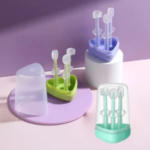 Infant Baby Silicone Deciduous Teeth Toothbrush Oral Tongue Cleaner With PP Storage Box
