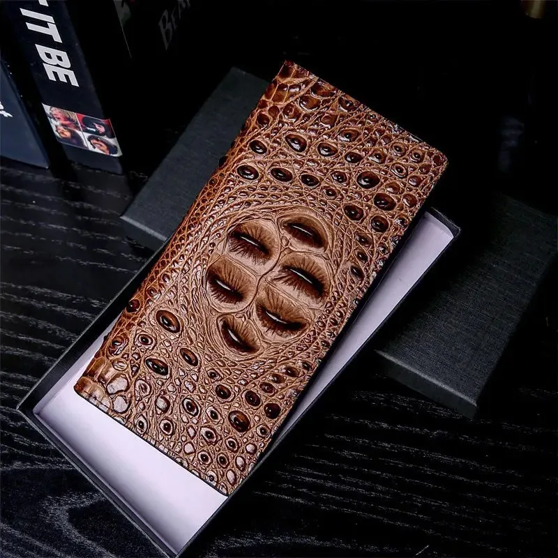 Men's Crocodile-Embossed Slim Business Bifold Wallet 9 Men's Crocodile-Embossed Slim Business Bifold Wallet - Image 3