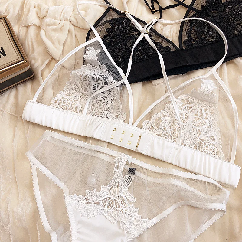Women's Seamless Embroidered Lace Triangle Cup Bra and Brief Set 21 Women's Seamless Embroidered Lace Triangle Cup Bra and Brief Set - Image 7