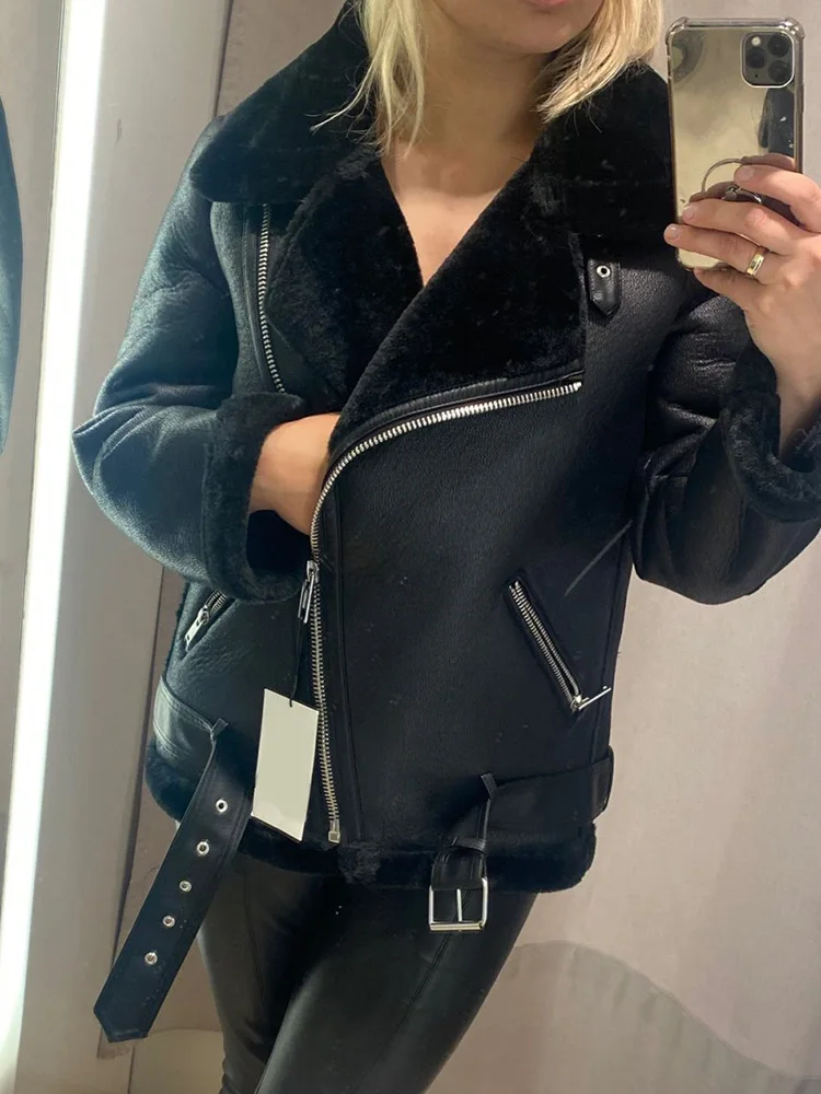 Winter Coats Women Thickness Faux Leather Fur Sheepskin Female Fur Leather Jacket 16 Winter Coats Women Thickness Faux Leather Fur Sheepskin Female Fur Leather Jacket - Image 2