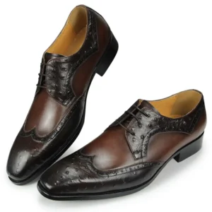 Classic Derby Shoes Fashion Men Autumn Social Shoes Cow Leather Comfortable Casual Shoes