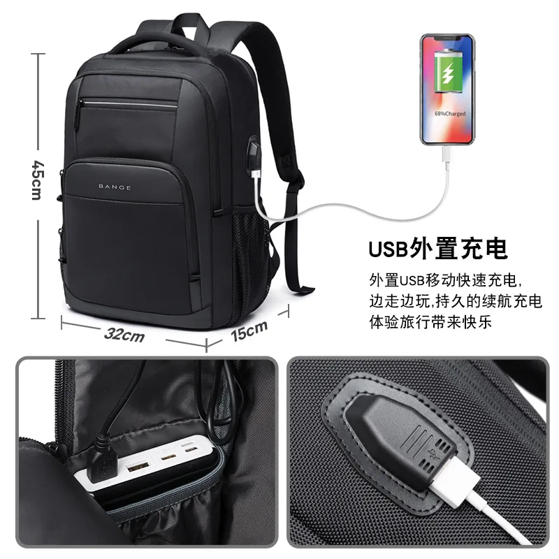 Bange Waterproof Man Backpack Resistant Business Backpack Men Travel Notebook Laptop Backpack Bags 15.6 inch Male Mochila Teen 20 Bange Waterproof Man Backpack Resistant Business Backpack Men Travel Notebook Laptop Backpack Bags 15.6 inch Male Mochila Teen - Image 5