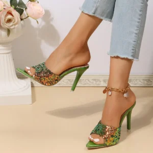 Women's Gradual Color Sequin High Heel Pumps with Pointed Toe