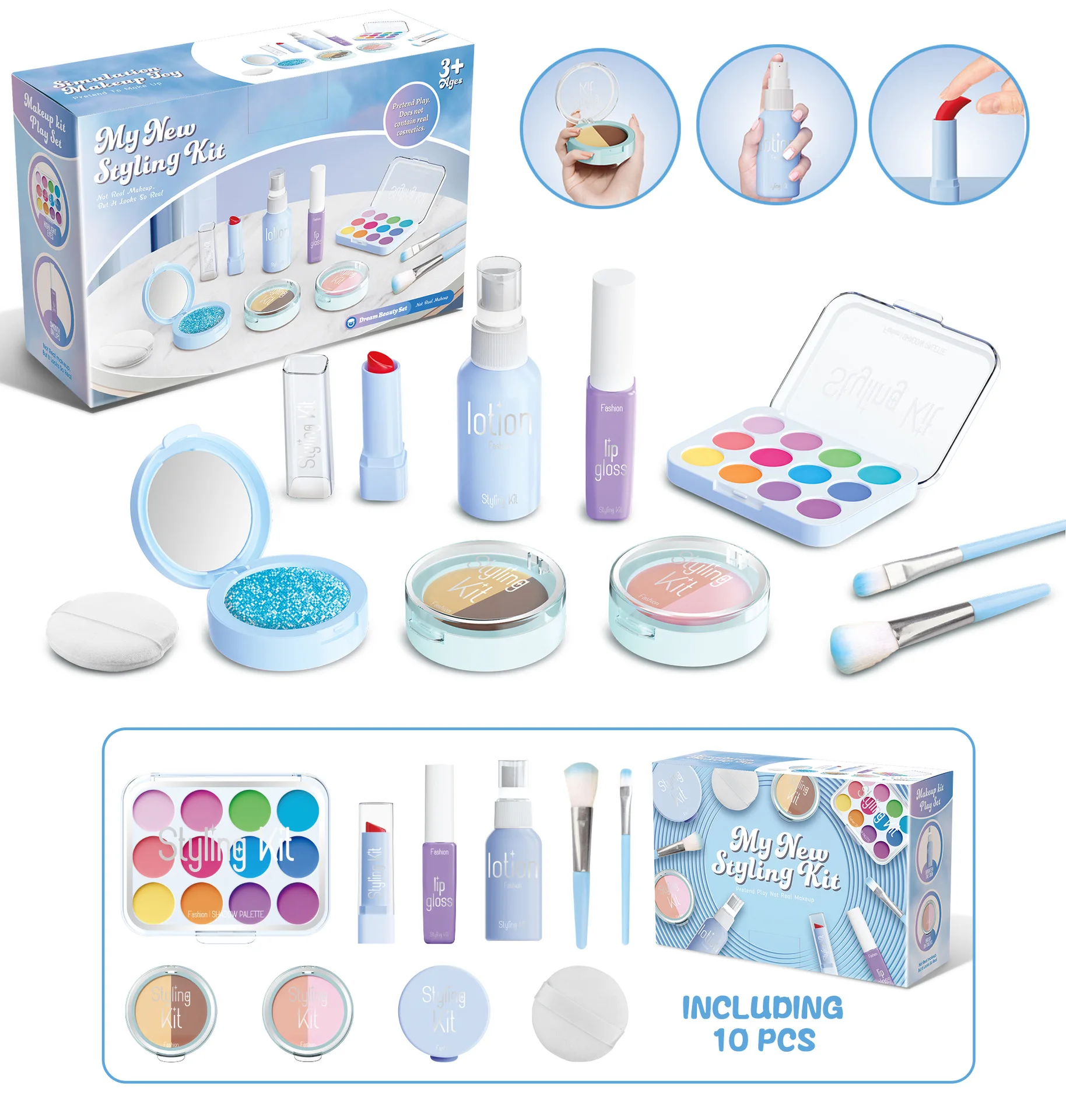 Pretend Fake Makeup Set for Toddler Girl Beauty Toy Simulation Not Real Cosmetics Eye Shadow Palette Lipstick Applicator Kid Toy 12 Pretend Fake Makeup Set for Toddler Girl Beauty Toy Simulation Not Real Cosmetics Eye Shadow Palette Lipstick Applicator Kid Toy - Image 9