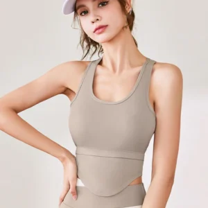 Women Solid U Neck Sports Bra Running Vest Gym Sportswear Workout Tank Tops With Chest Pad Fitness Yoga Bra Active Wear