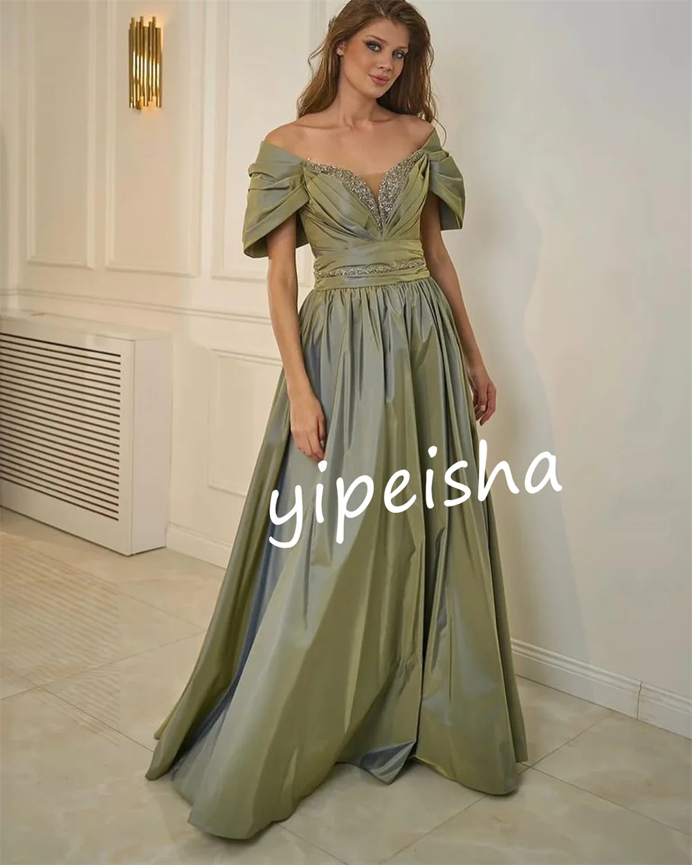 CustomizedSimple Pleat Sequined A-line Off-the-shoulder Long Dresses Homecoming Dresses Chinese Style Exquisite Classic High Qua 10 CustomizedSimple Pleat Sequined A-line Off-the-shoulder Long Dresses Homecoming Dresses Chinese Style Exquisite Classic High Qua - Image 2