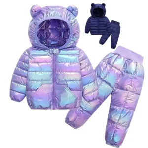 Winter 2pcs Suit Children Clothing Sets Kids Wadded Jacket Warm Faux Down Jackets+Pants Baby Girls Snowsuit Coats Boys Overcoat